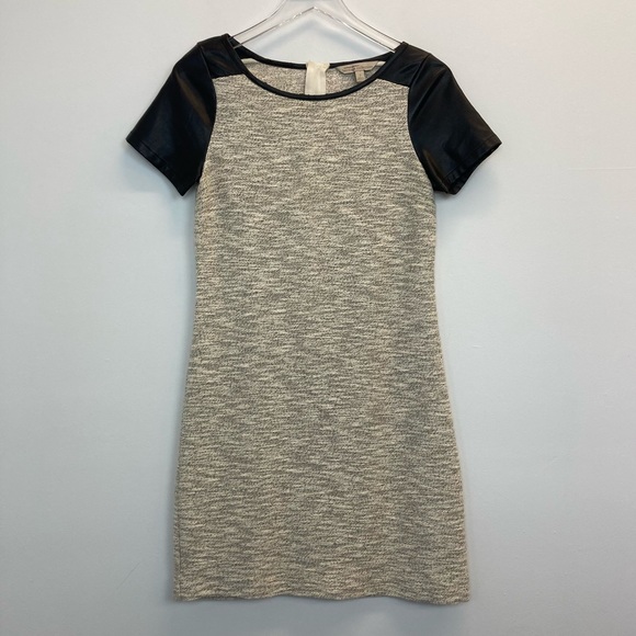 Banana Republic Dresses & Skirts - Banana Republic Heritage Metallic Knit Dress With Black Vegan Leather Sleeves